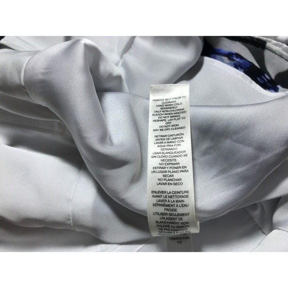 White House Black Market Corset Bustier Blouse size 10 Blue Floral Boning Pleats - Picture 12 of 16